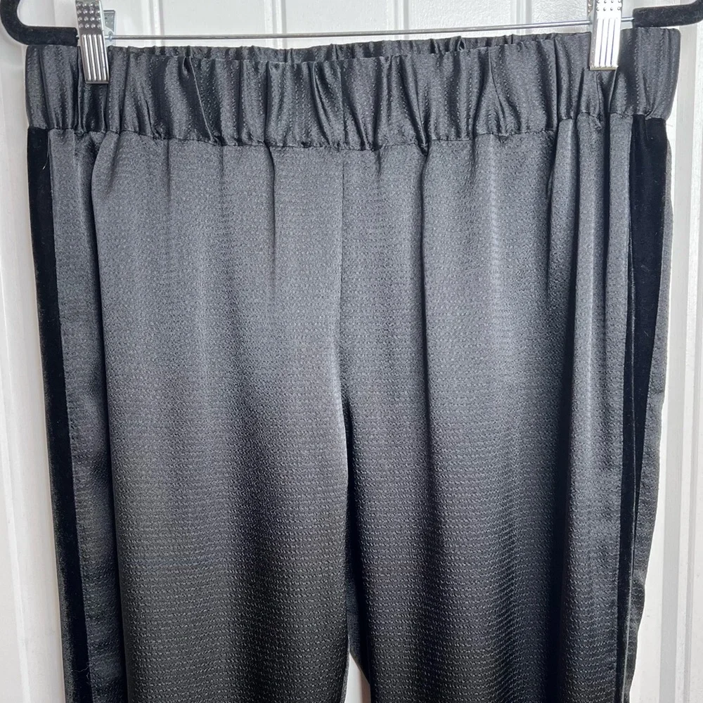 Emily McCarthy Black Downtown Velvet Racing Stripe Jogger Pants. Size Large. - Picture 7 of 13